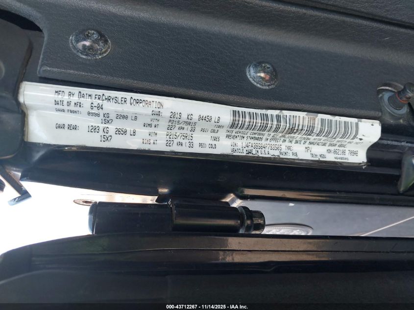 2004 Jeep Wrangler X VIN: 1J4FA39S84P793505 Lot: 43712267