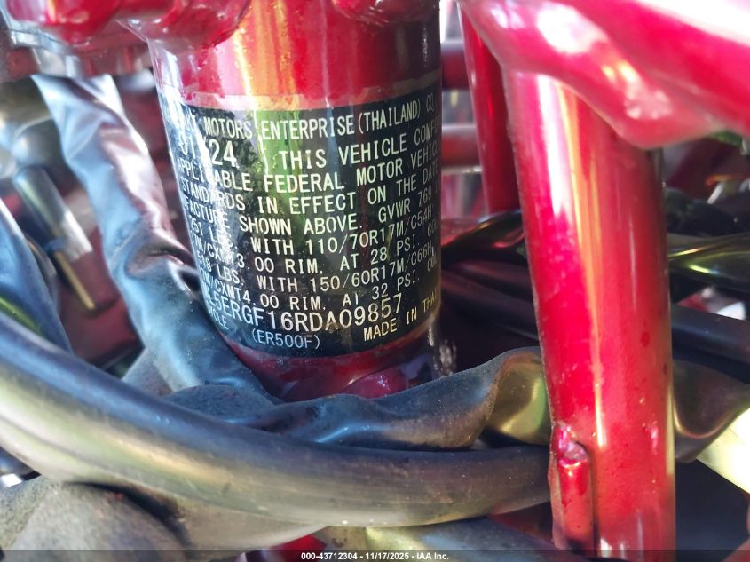 2024 Kawasaki Er500 VIN: ML5ERGF16RDA09857 Lot: 43712304