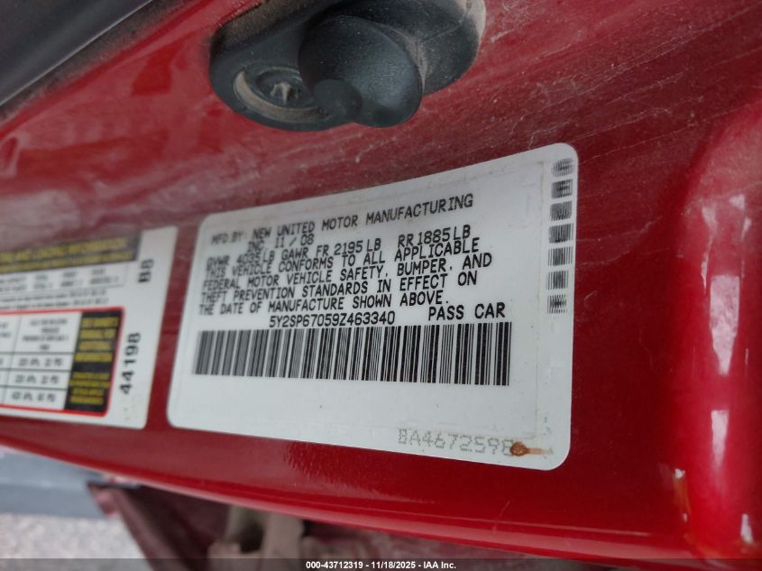 2009 Pontiac Vibe VIN: 5Y2SP67059Z463340 Lot: 43712319