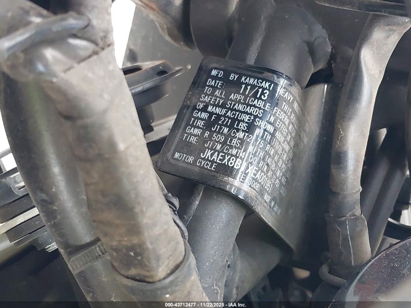 2014 Kawasaki Ex300 B VIN: JKAEX8B1XEA001951 Lot: 43712477