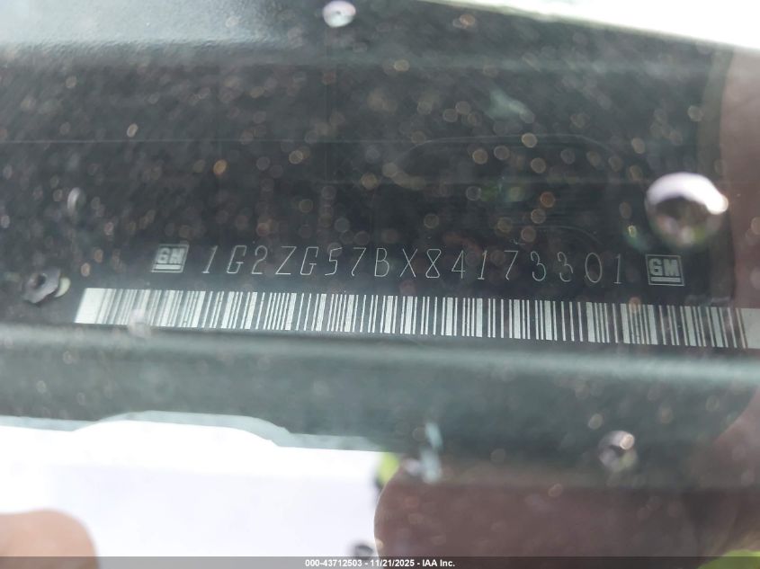 2008 Pontiac G6 VIN: 1G2ZG57BX84173301 Lot: 43712503