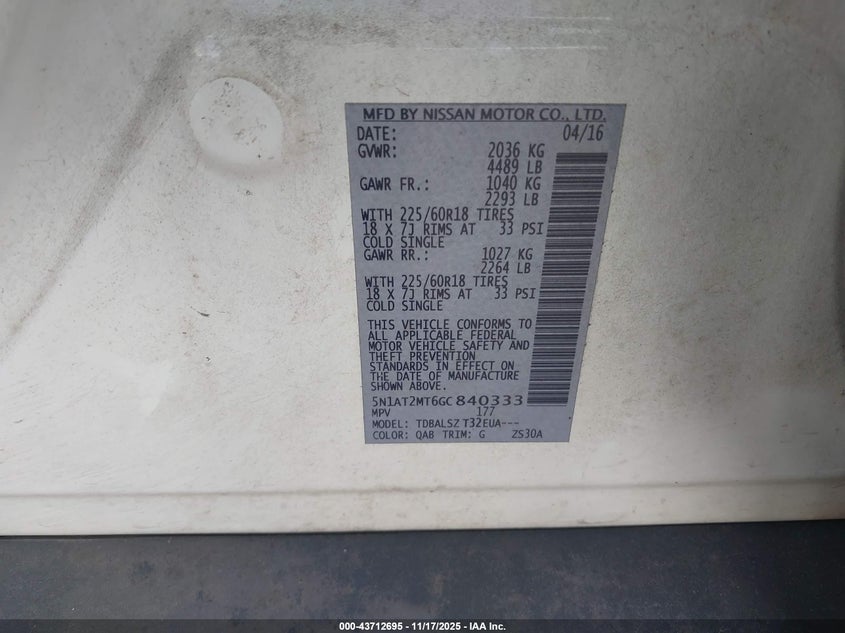 5N1AT2MT6GC840333 2016 NISSAN ROGUE photo no. 9