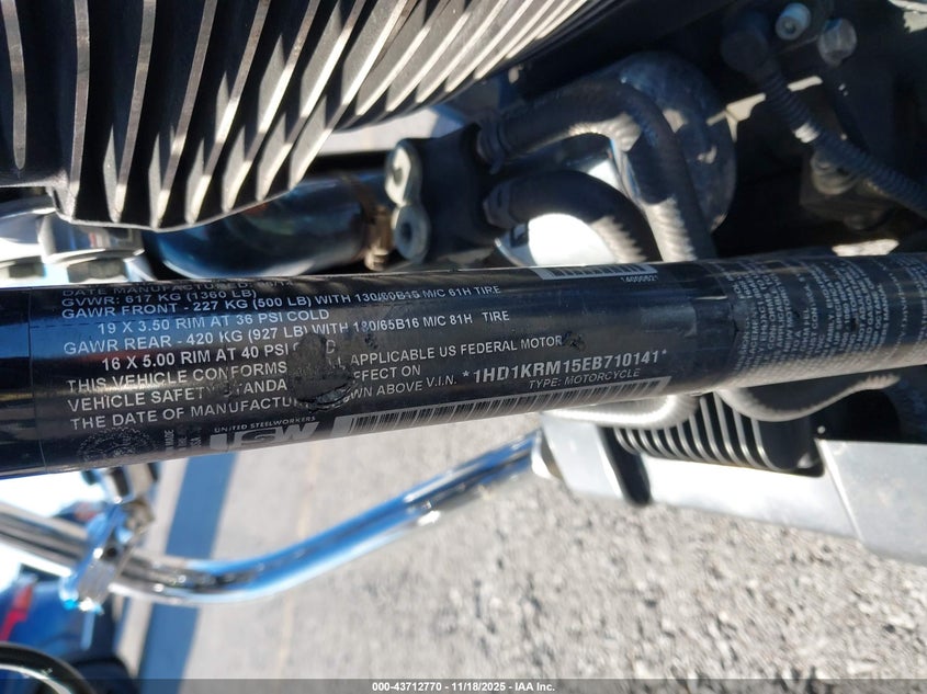 2014 Harley-Davidson Flhxs Street Glide Special VIN: 1HD1KRM15EB710141 Lot: 43712770
