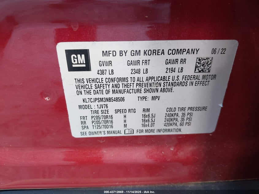 KL7CJPSM3NB548506 2022 CHEVROLET TRAX photo no. 9