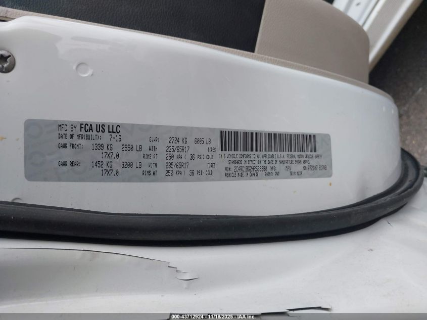 2017 Chrysler Pacifica Touring-L VIN: 2C4RC1BG2HR539980 Lot: 43712924