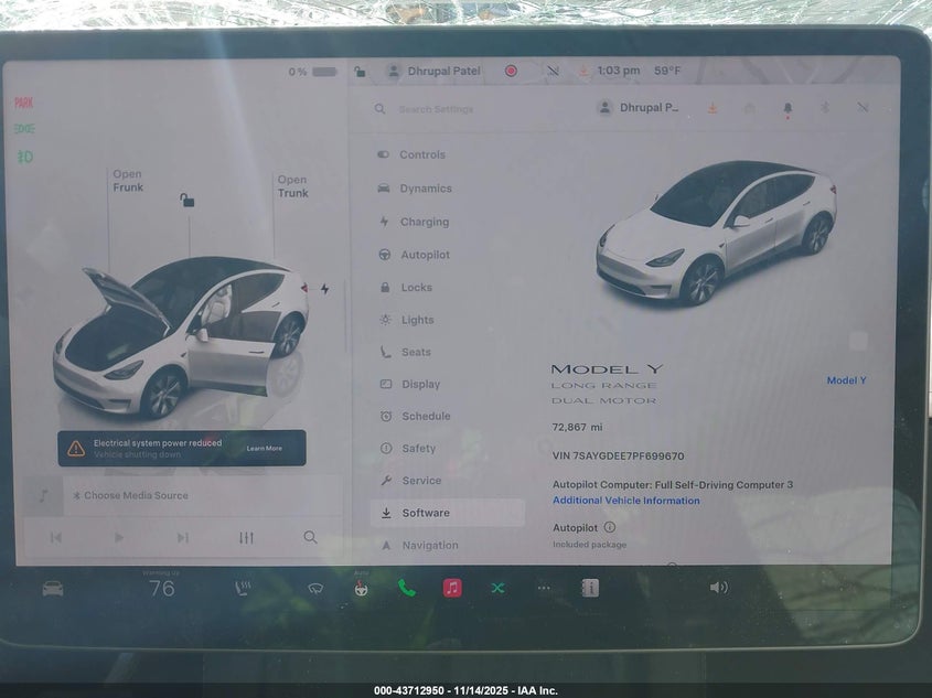 2023 Tesla Model Y Awd/Long Range Dual Motor All-Wheel Drive VIN: 7SAYGDEE7PF699670 Lot: 43712950