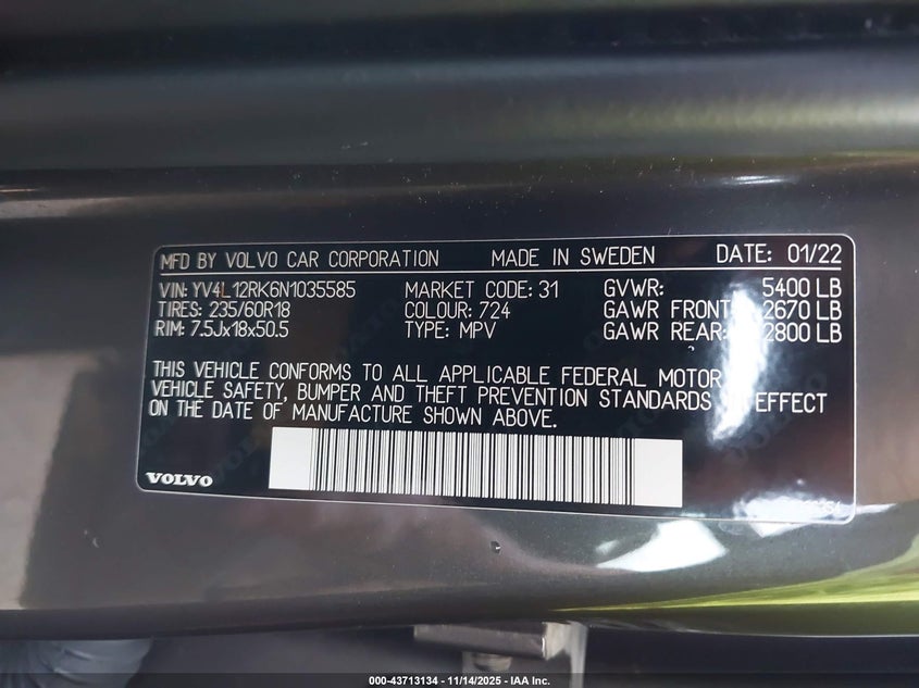 YV4L12RK6N1035585 2022 VOLVO XC60 photo no. 9