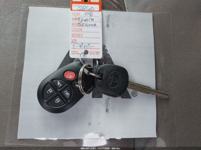 2008 Toyota Sienna Xle VIN: 5TDZK22C78S193499 Lot: 43713181