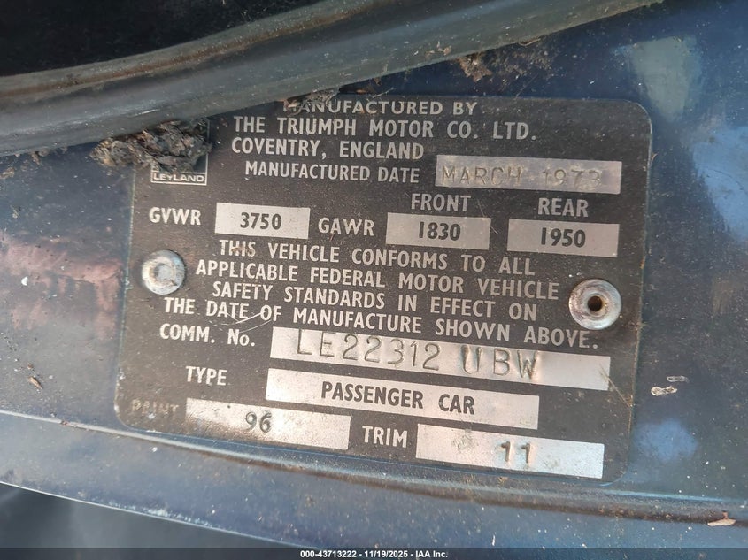 LE22312U 1973 TRIUMPH  photo no. 9