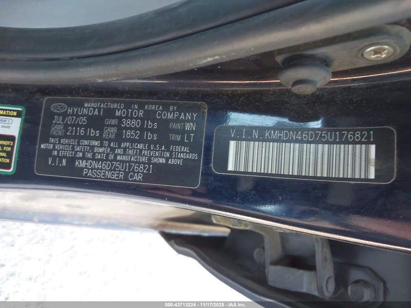 KMHDN46D75U176821 2005 HYUNDAI ELANTRA photo no. 9