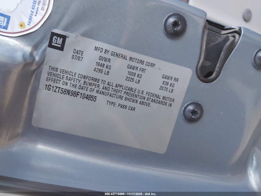 1G1ZT58N98F104855 2008 CHEVROLET MALIBU photo no. 9