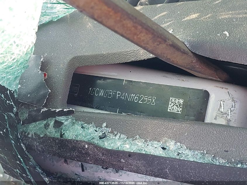 2022 Chevrolet Express Cargo Rwd 2500 Extended Wheelbase Wt VIN: 1GCWGBFP4N1162558 Lot: 43713525