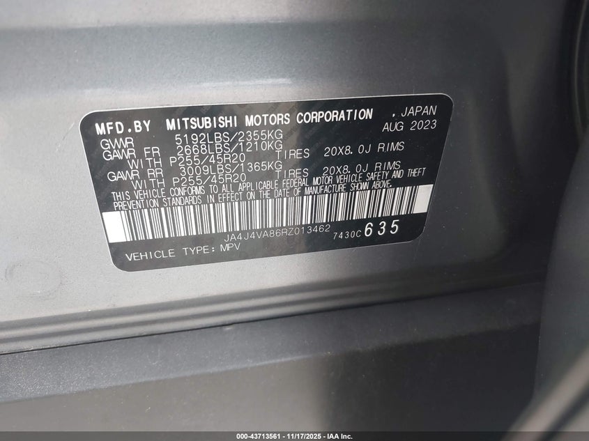 JA4J4VA86RZ013462 2024 MITSUBISHI OUTLANDER photo no. 9