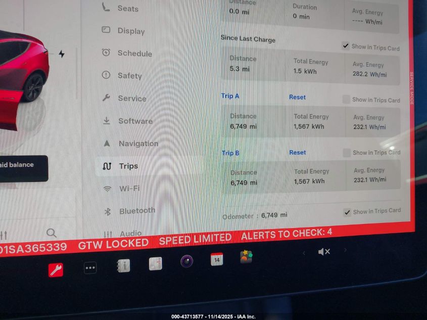 2025 Tesla Model Y Long Range Dual Motor Rear-Wheel Drive VIN: 7SAYGDED1SA365339 Lot: 43713577