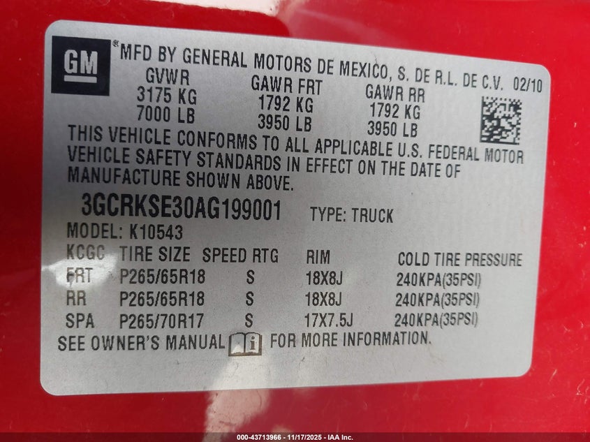 3GCRKSE30AG199001 2010 CHEVROLET SILVERADO photo no. 9