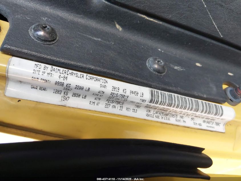 2004 Jeep Wrangler Se VIN: 1J4FA29104P770575 Lot: 43714118