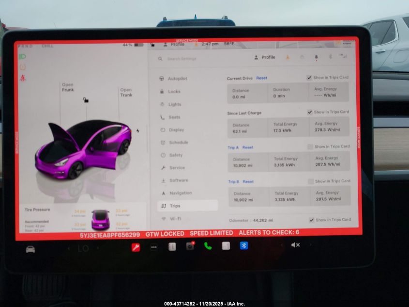 2023 Tesla Model 3 Rear-Wheel Drive VIN: 5YJ3E1EA8PF656299 Lot: 43714282