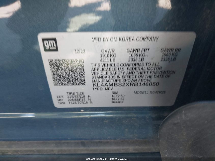 2024 Buick Encore Gx Preferred Fwd VIN: KL4AMBS2XRB146050 Lot: 43714336