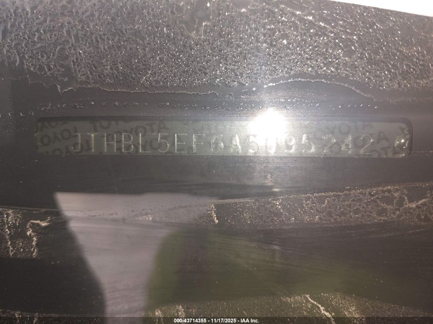 2010 Lexus Ls 460 VIN: JTHBL5EF6A5095242 Lot: 43714355