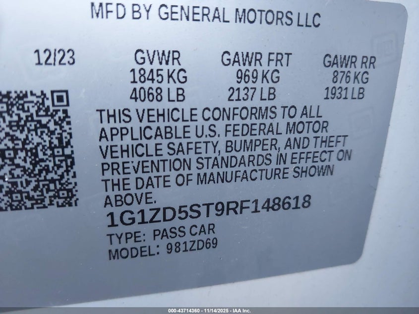 1G1ZD5ST9RF148618 2024 CHEVROLET MALIBU photo no. 9