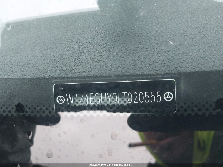 2020 Mercedes-Benz Sprinter 2500 High Roof V6 VIN: W1Z4EGHY0LT020555 Lot: 43714520