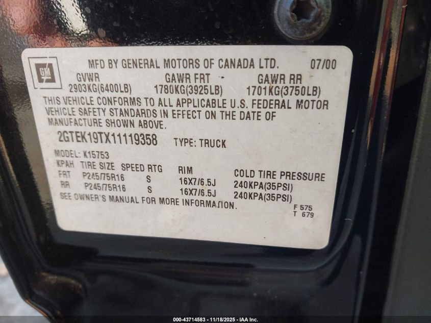 2005 GMC Sierra 1500 Slt VIN: 2GTEK19B451338247 Lot: 43714583