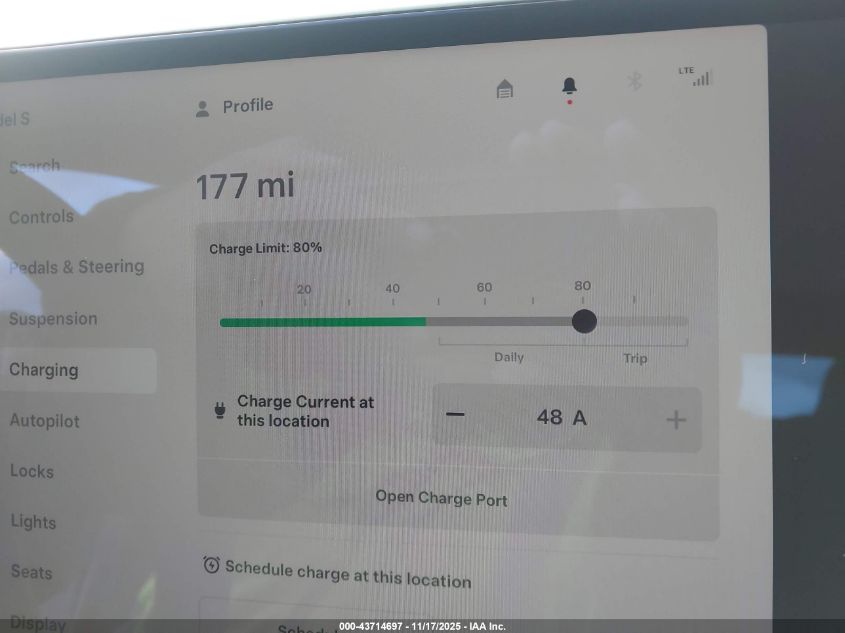 2025 Tesla Model S Rear-Wheel Drive VIN: 5YJSA1E52SF549624 Lot: 43714697