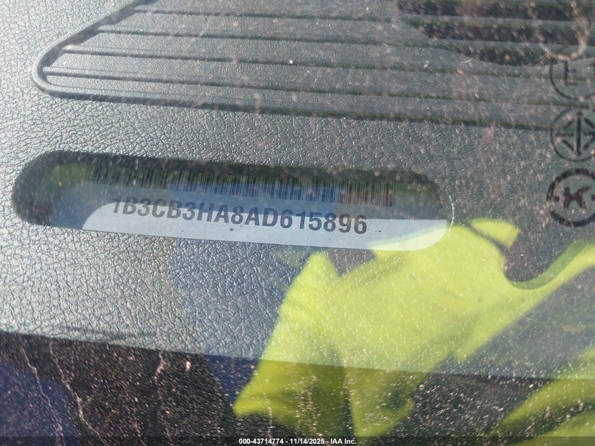 2010 Dodge Caliber Mainstreet VIN: 1B3CB3HA8AD615896 Lot: 43714774