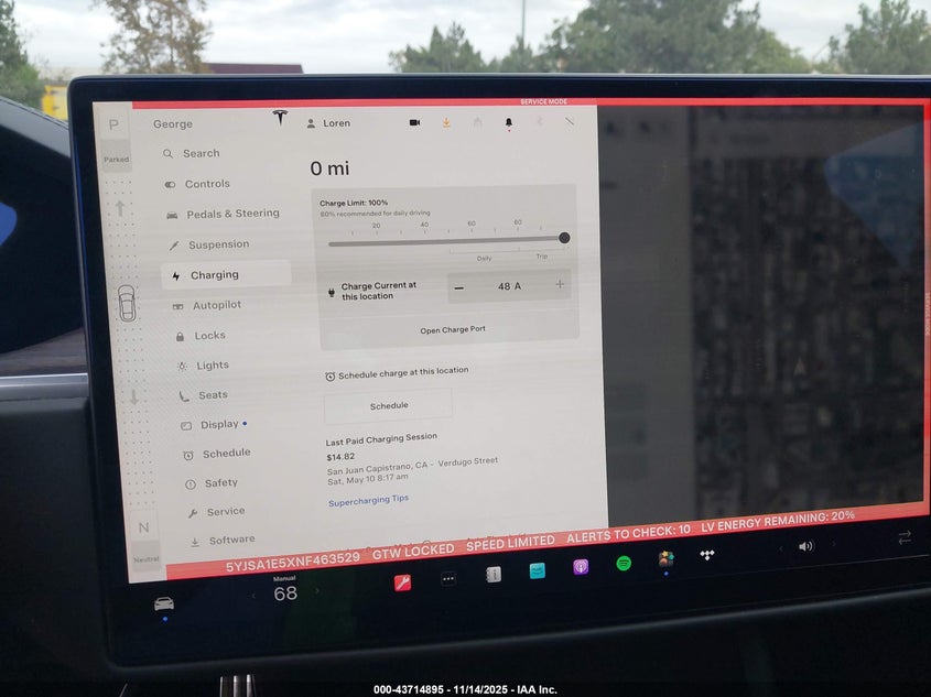 2022 Tesla Model S Dual Motor All-Wheel Drive VIN: 5YJSA1E5XNF463529 Lot: 43714895