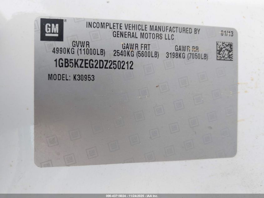 2013 Chevrolet Silverado 3500Hd Work Truck VIN: 1GB5KZEG2DZ250212 Lot: 43715024