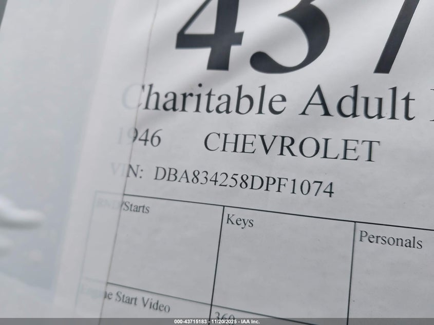 DBA834258DPF1074 1946 CHEVROLET  photo no. 9