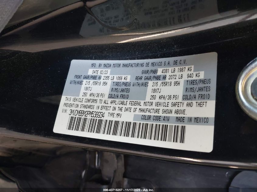 2023 Mazda Cx-30 2.5 S Select VIN: 3MVDMBBM2PM538934 Lot: 43715257