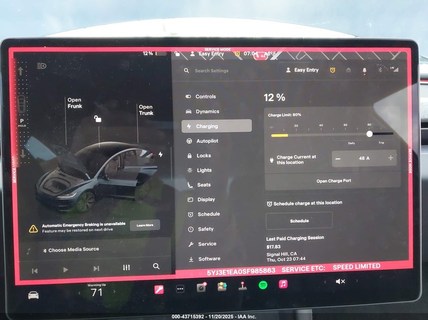 2025 Tesla Model 3 Long Range Rear-Wheel Drive/Standard VIN: 5YJ3E1EA0SF985863 Lot: 43715392