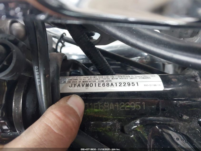 2008 Yamaha Xvs650 A/At VIN: JYAVM01E68A122951 Lot: 43715638