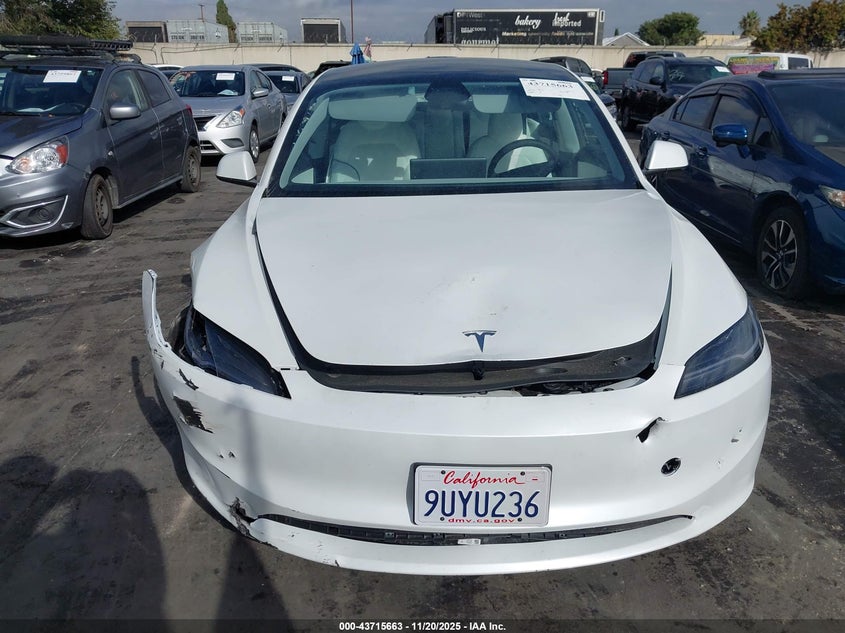 2025 Tesla Model 3 Long Range Rear-Wheel Drive VIN: 5YJ3E1EAXSF062595 Lot: 43715663