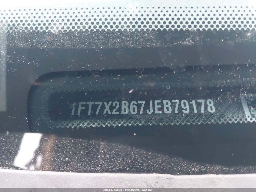 2018 Ford F-250 Xl VIN: 1FT7X2B67JEB79178 Lot: 43715830