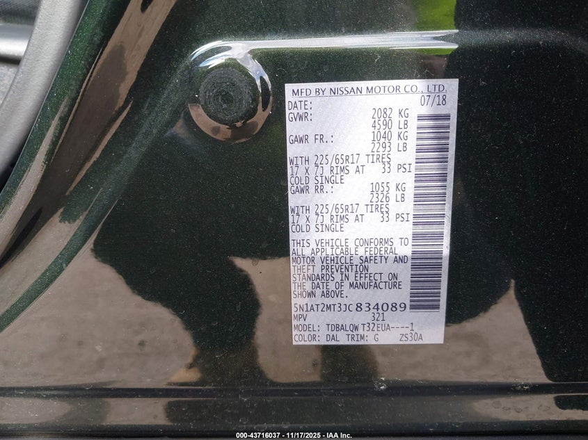 5N1AT2MT3JC834089 2018 NISSAN ROGUE photo no. 9