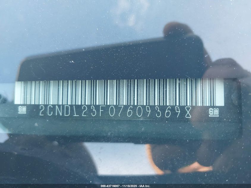2007 Chevrolet Equinox Ls VIN: 2CNDL23F076093698 Lot: 43716087
