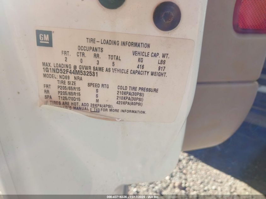 2004 Chevrolet Classic VIN: 1G1ND52F44M532531 Lot: 43716326