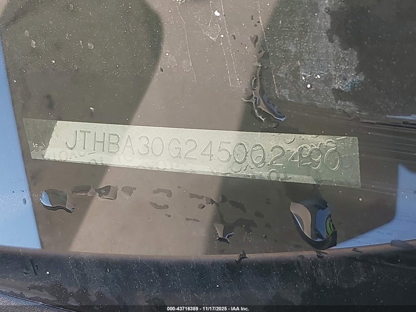 JTHBA30G245002490 2004 LEXUS ES photo no. 9