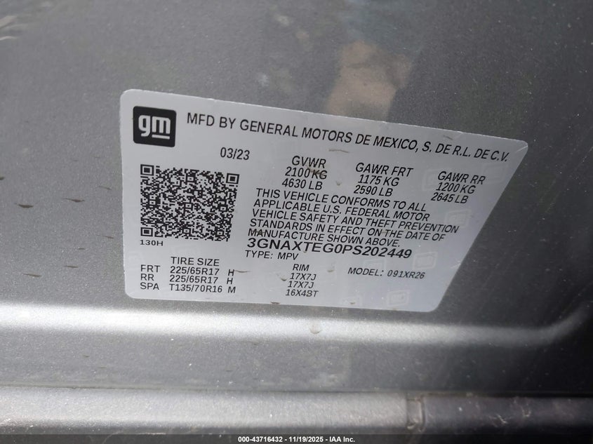 3GNAXTEG0PS202449 2023 CHEVROLET EQUINOX photo no. 9