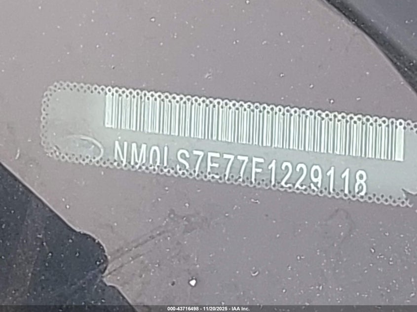 2015 Ford Transit Connect Xl VIN: NM0LS7E77F1229118 Lot: 43716498