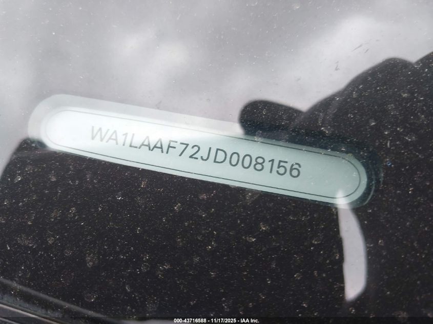 2018 Audi Q7 3.0T Premium VIN: WA1LAAF72JD008156 Lot: 43716588