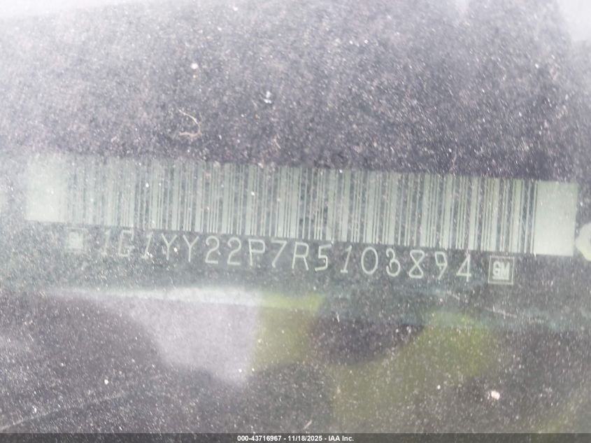 1994 Chevrolet Corvette VIN: 1G1YY22P7R5103894 Lot: 43716967