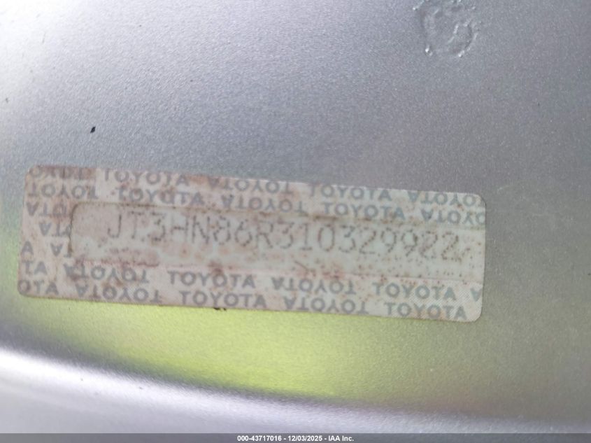 2001 Toyota 4Runner Sr5 V6 VIN: JT3HN86R310329922 Lot: 43717016