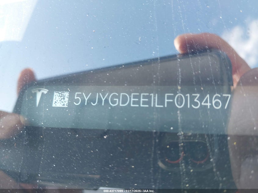 2020 Tesla Model Y Long Range Dual Motor All-Wheel Drive VIN: 5YJYGDEE1LF013467 Lot: 43717099