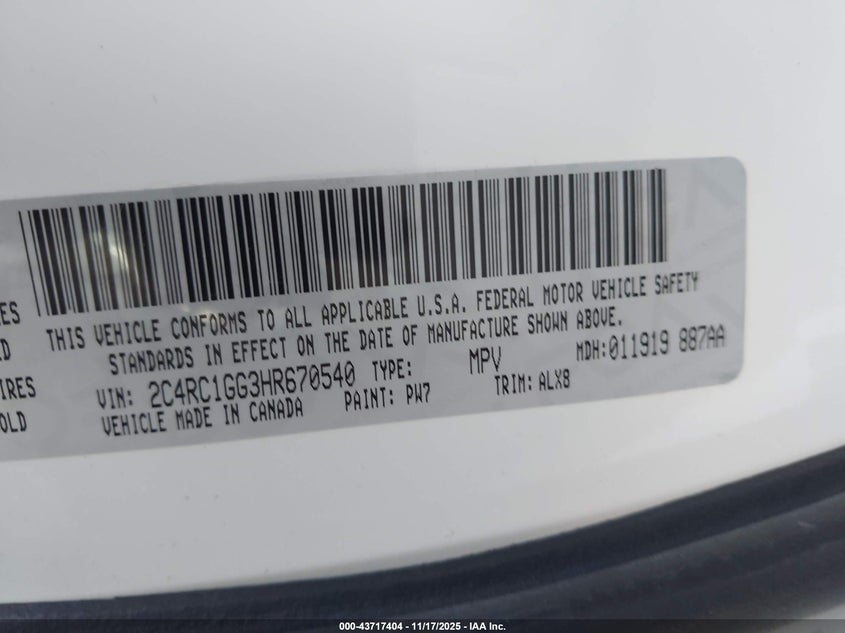 2C4RC1GG3HR670540 2017 CHRYSLER PACIFICA photo no. 9