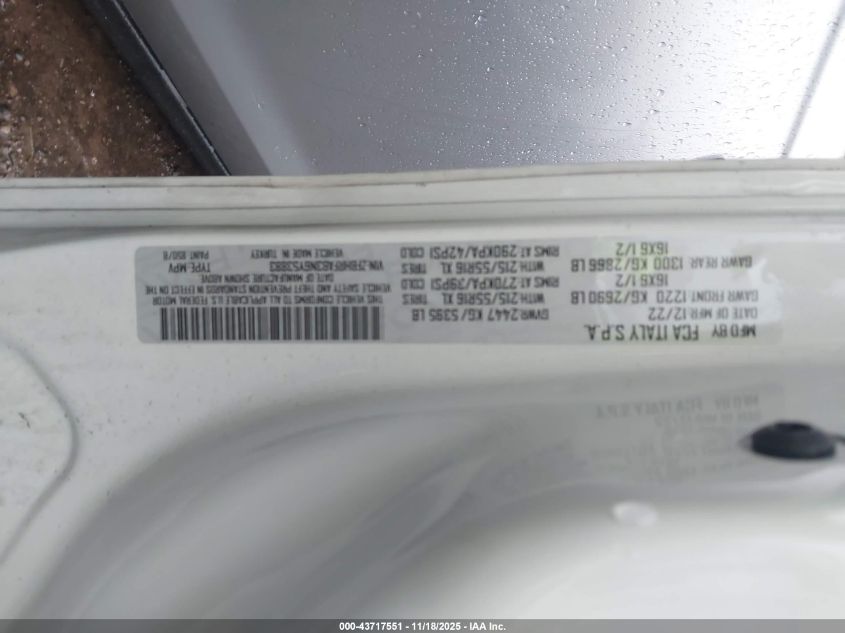 2022 Ram Promaster City Cargo Van VIN: ZFBHRFAB3N6Y53883 Lot: 43717551