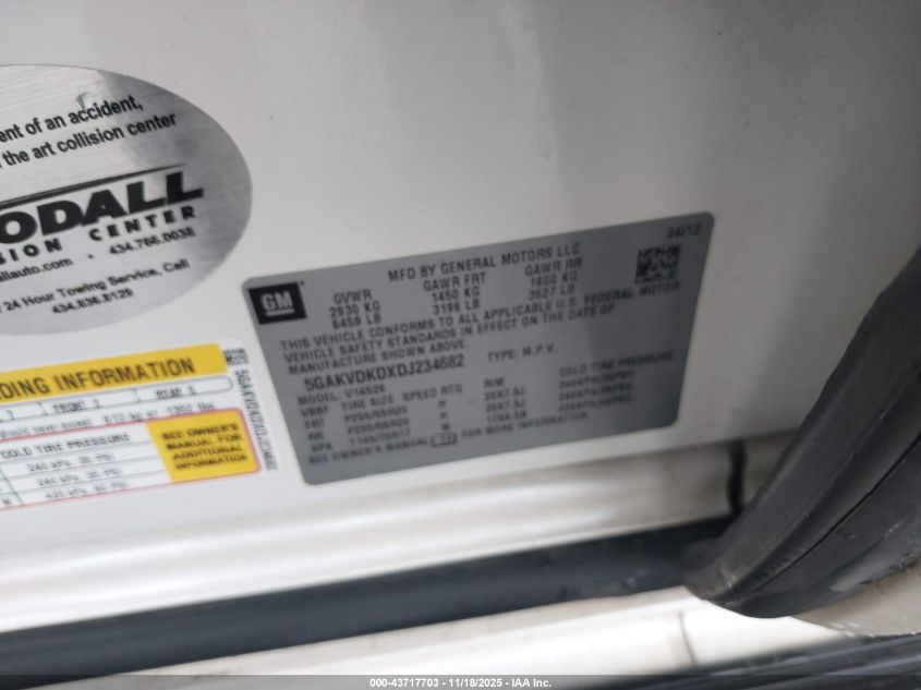 2013 Buick Enclave Premium VIN: 5GAKVDKDXDJ234682 Lot: 43717703