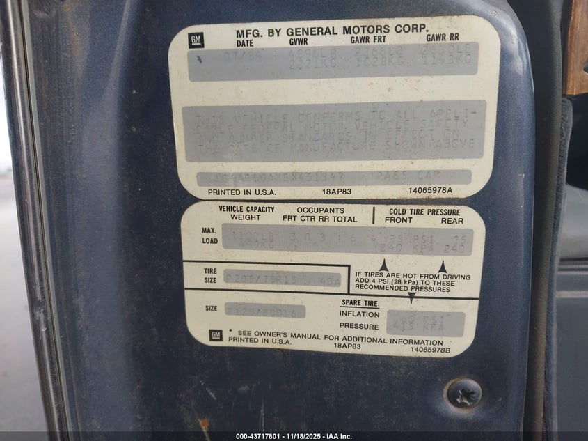 1984 Buick Lesabre Limited VIN: 1G4AP69AXEX451347 Lot: 43717801